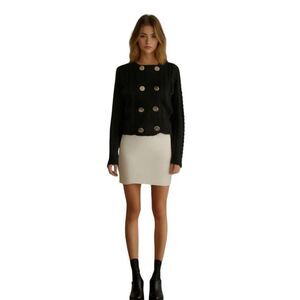 J.Crew Black Cable Knit Double Breasted Cardigan Sweater Size S